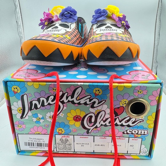 Irregular Choice Skulduggery Loafers Gingham Skull Floral Platform Sneakers 9.5 - Picture 4 of 14